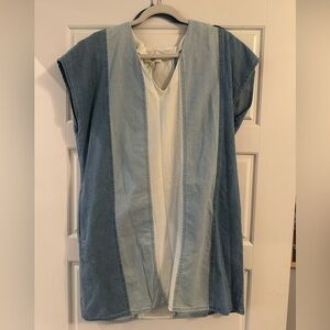 Entro Medium Blue Colorblock Denim Dress